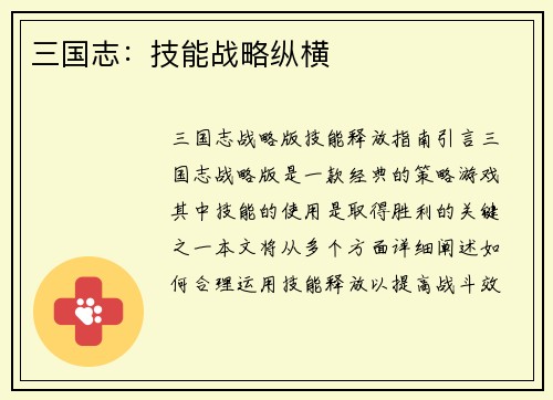 三国志：技能战略纵横